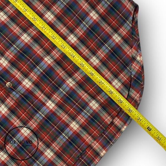 JOHN MARTIN Men's Red Plaid Button-Down Shirt Size Large - Picture 8 of 9